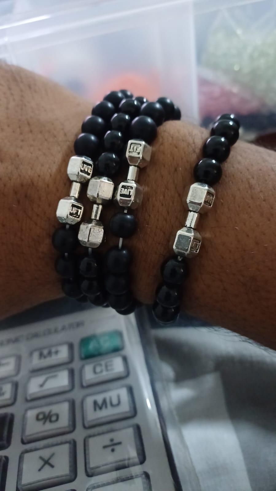 Black Matte Agate Onyx Beads Bracelet (Pack of 2)