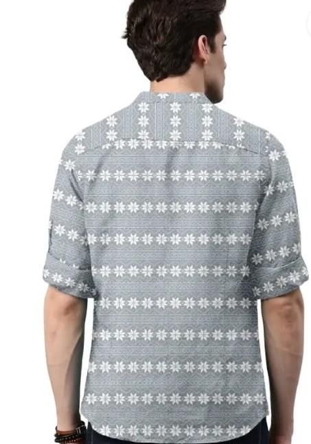 Men's Printed Spread Collar Casual Shirt