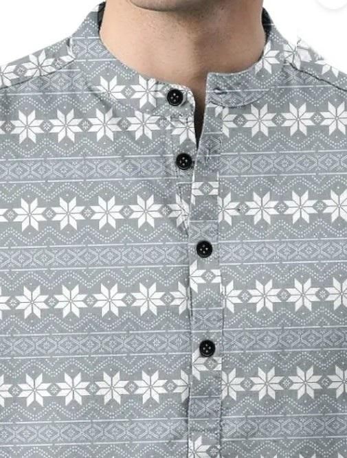Men's Printed Spread Collar Casual Shirt