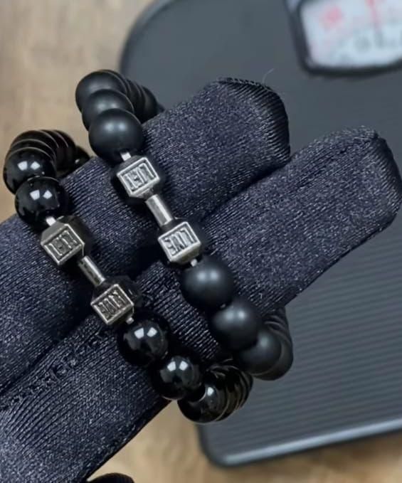 Black Matte Agate Onyx Beads Bracelet (Pack of 2)