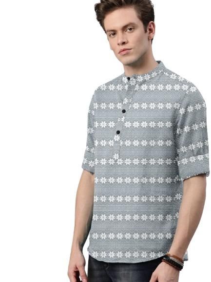 Men's Printed Spread Collar Casual Shirt