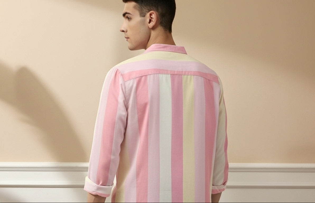 Men's Color Block Spread Collar Casual Shirt