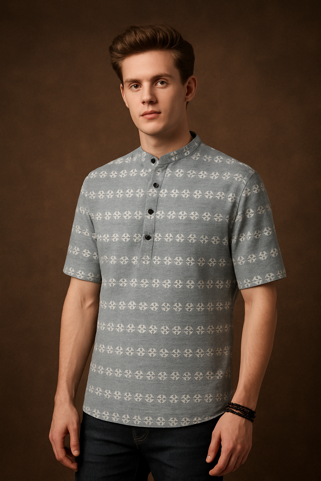 Men's Printed Spread Collar Casual Shirt