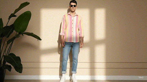 Men's Color Block Spread Collar Casual Shirt